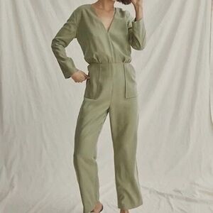 Elizabeth and James Olive Green  Jumpsuit - Size Small